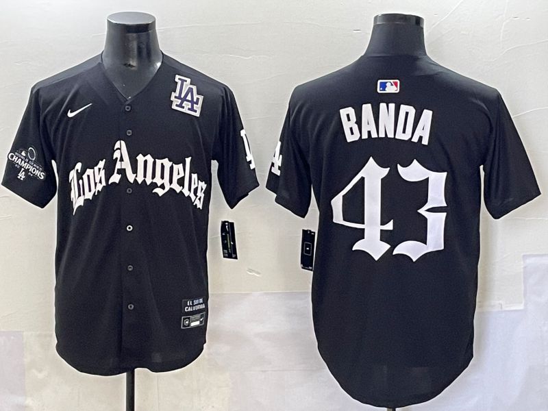 Men 2025 Los Angeles Dodgers #43 Banda Black Five generations Joint Name Nike MLB Jersey style 13